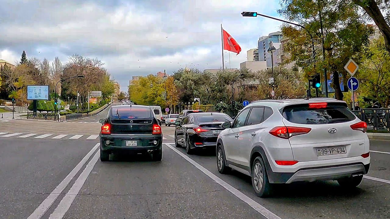 Musiqi sədasıyla Bakının gözəl küçələri 4k Avto Tur (Dekabr 2023) Baki Yollari, Kuceleri - Driving