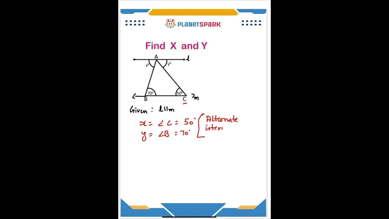 Find X and Y in Parallel Lines | Alternate Interior Angles | Class 7 