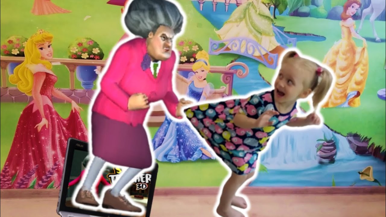 Мисс Ти снова в реальном мире! Scary Teacher 3D прохождение уровня с платьем и кнопкой.