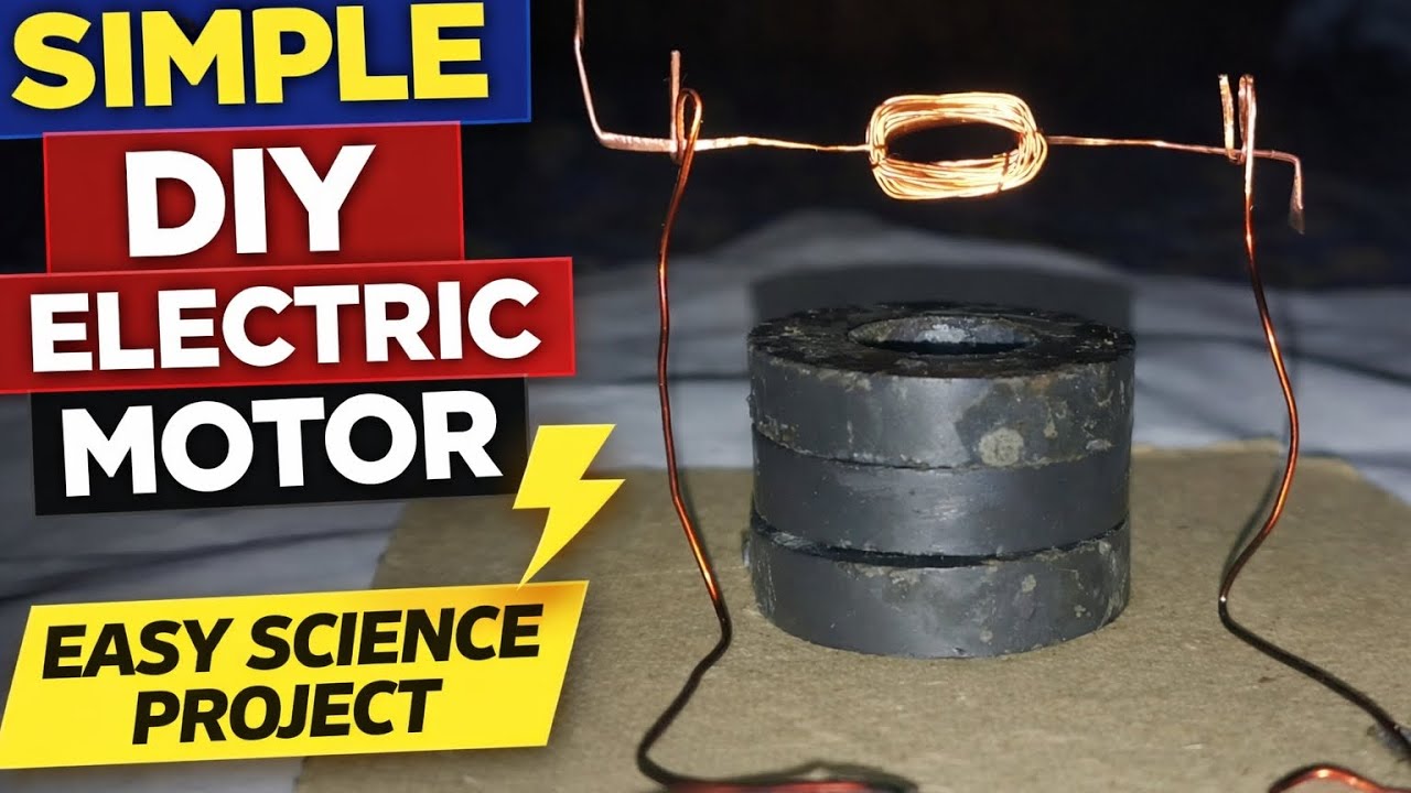 Simple DIY Electric Motor ⚡ Science Project | Copper Coil + Magnet Motor