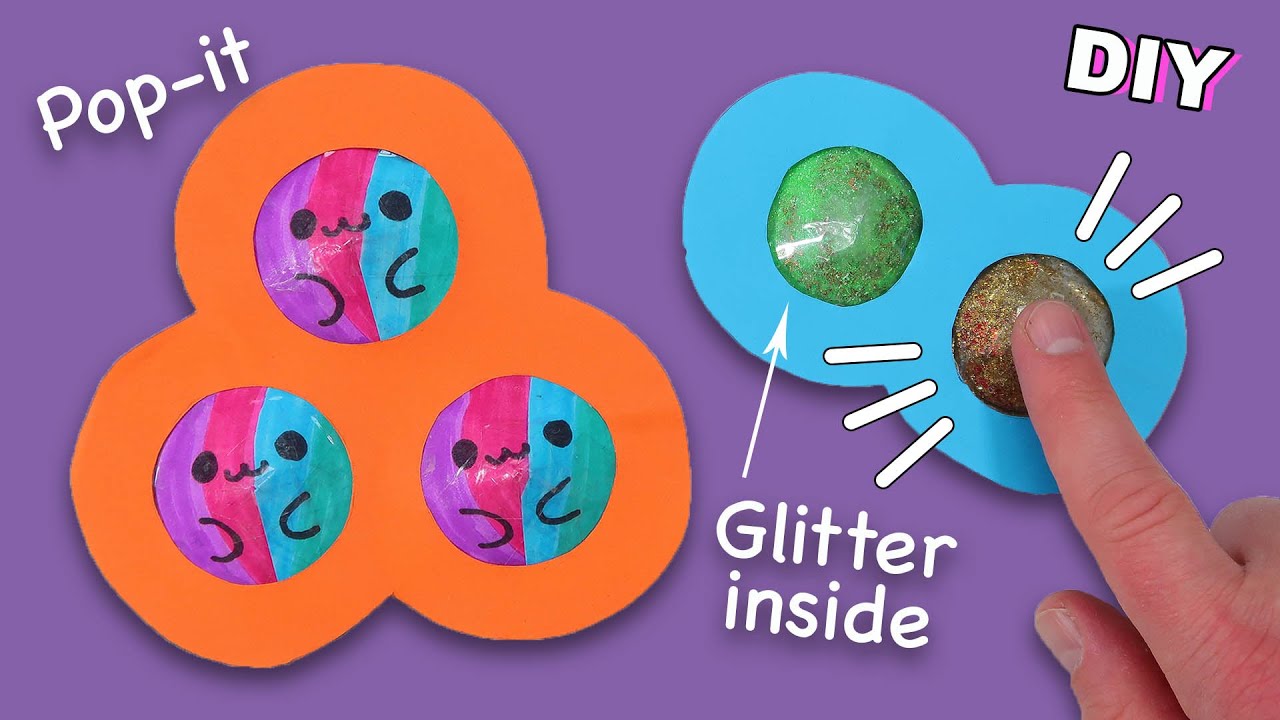 DIY pop it fidget toy. Simple Dimple pop it with glitter inside. Simple Dimple