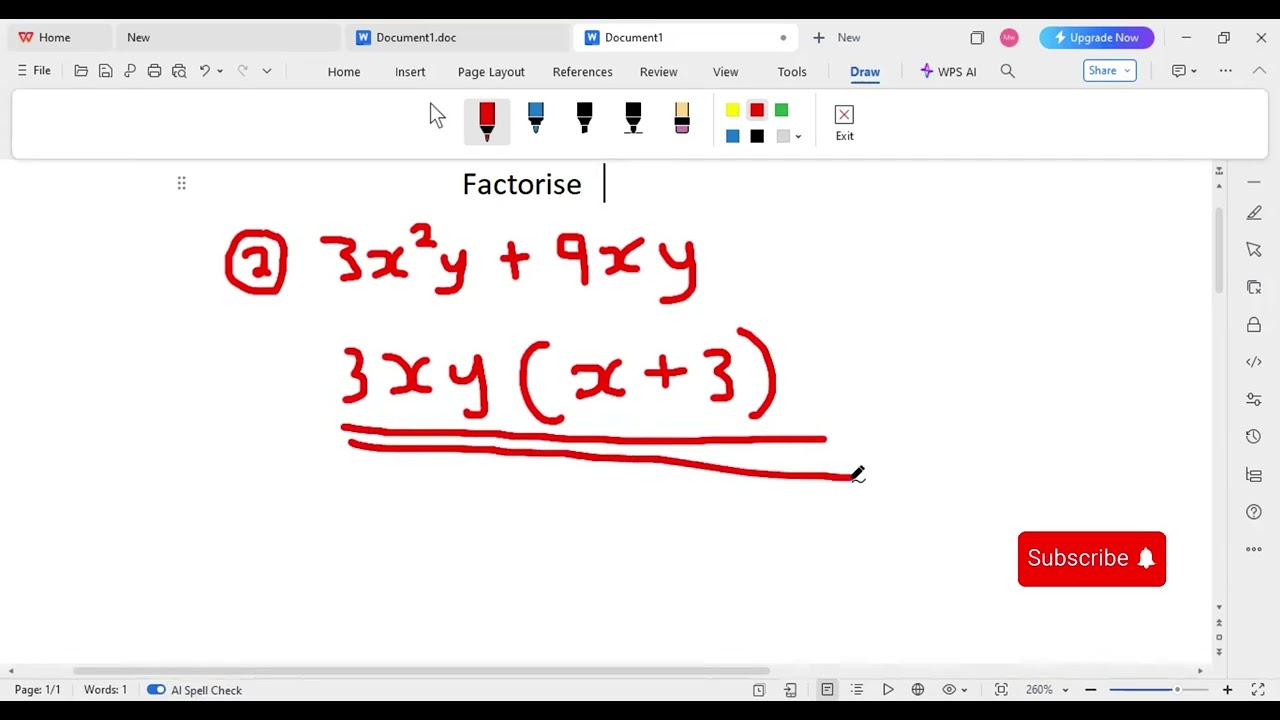Factorization by taking out a common factor lesson 1