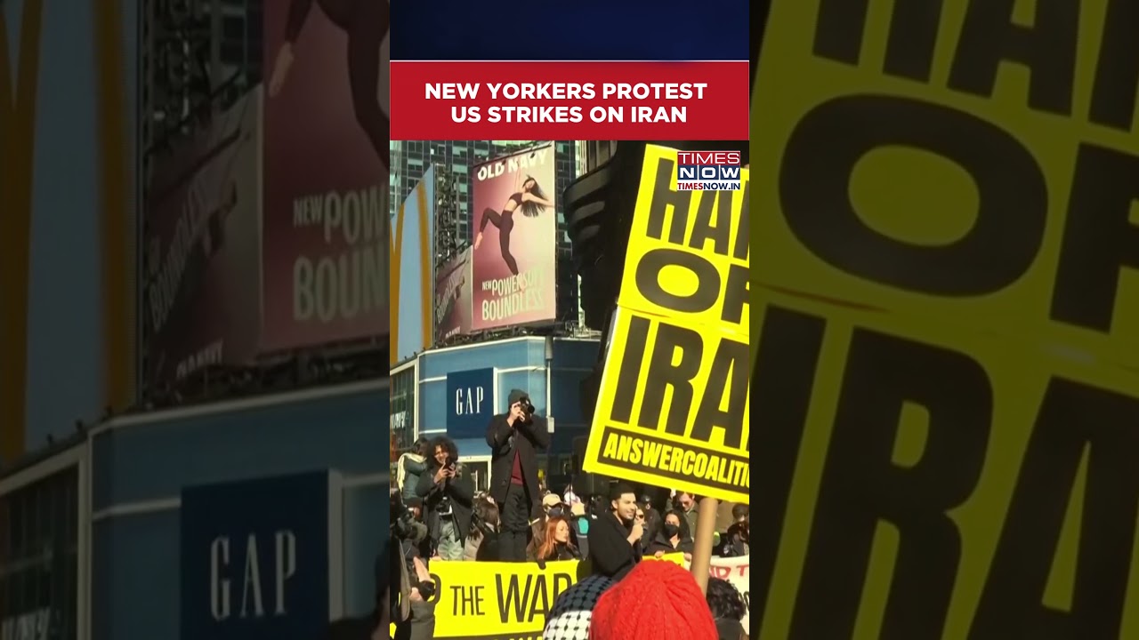New Yorkers Gather In Times Square To Protest US-Israeli Strikes On Iran #shorts