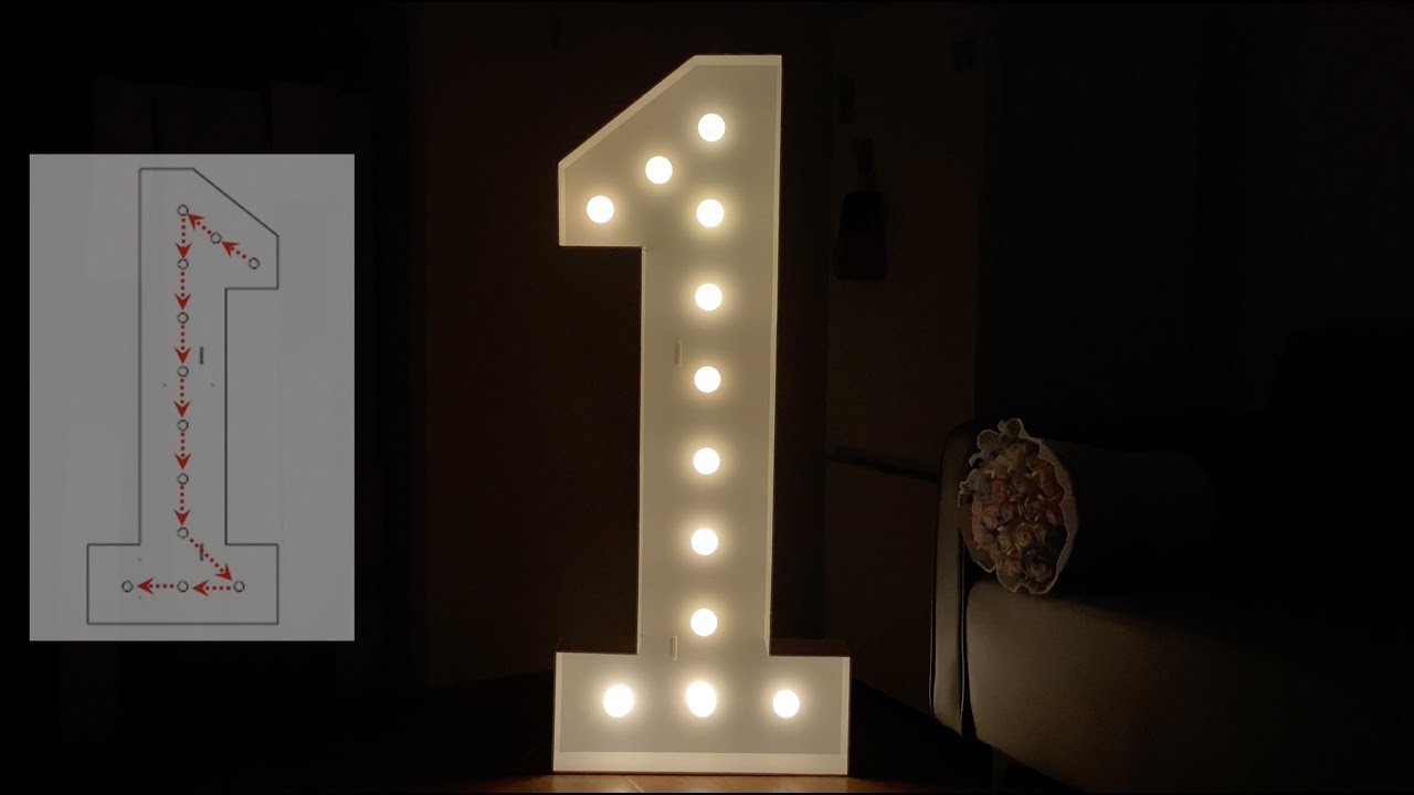 EUFONY 4FT Light Up Marquee Number 1 Assembly Tutorial, Mosaic Number 1️⃣ for Party Decorations
