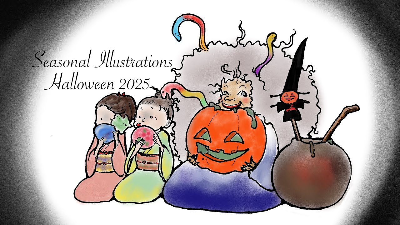 【イラスト】Halloween Illustrations with Witches & Pumpkins | 魔女とパンプキンのハロウィンイラスト – English & Japanese Art