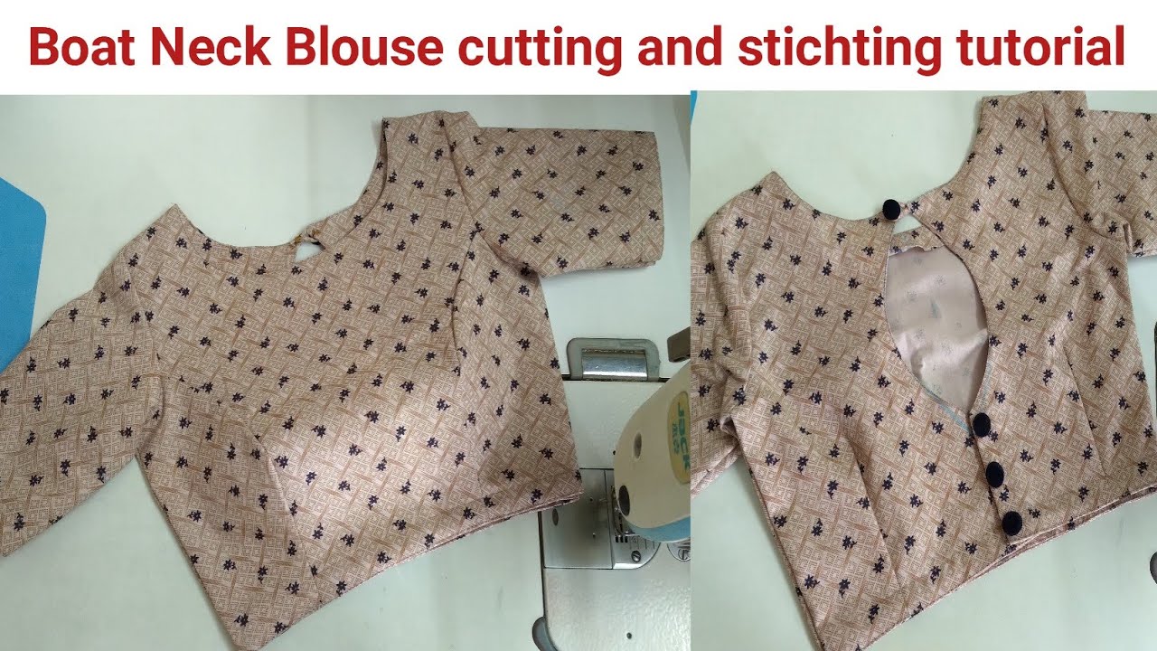 Designer Blouse Cutting & Stitching | Princess Cut Boat Neck Blouse Cutting