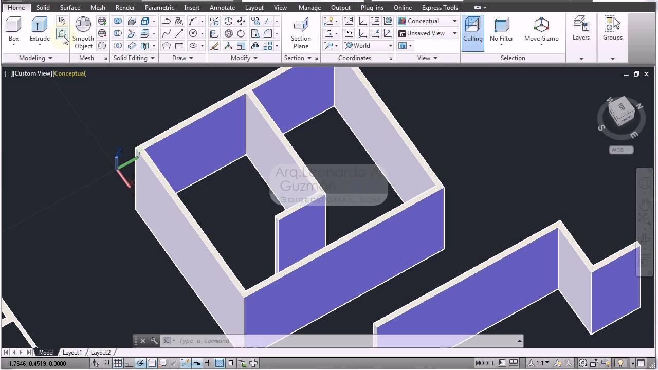 AutoCAD 3D 05 polysolid (paredes, pisos, gradas)