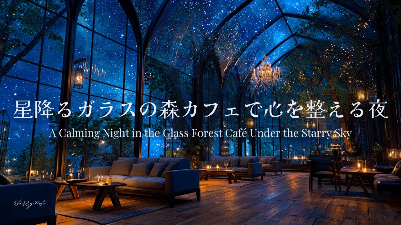 【癒しのピアノBGM】星降るガラスの森カフェで心を整える夜｜Relaxing Piano in the Forest Café Under the Starry Sky