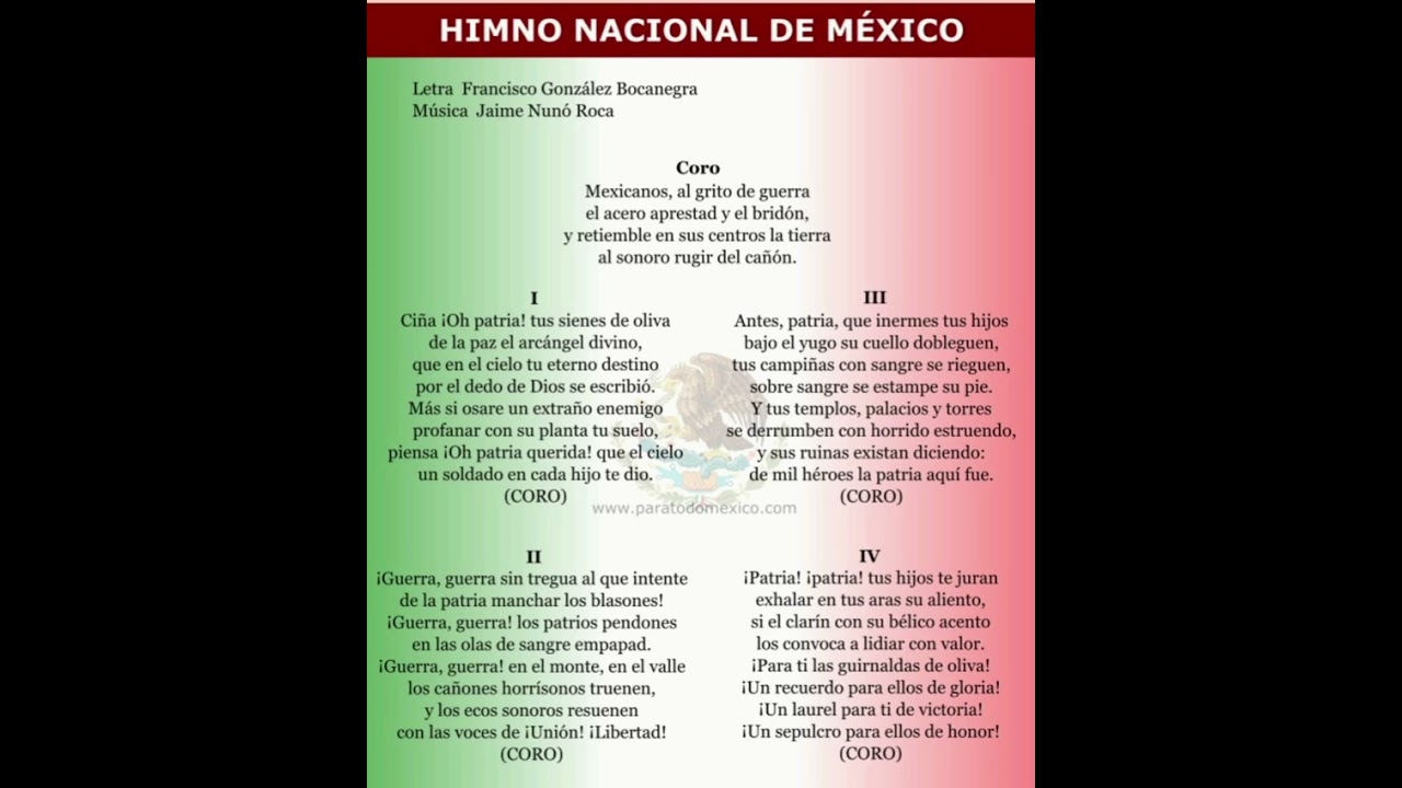 HIMNO NACIONAL MEXICANO CON LETRA