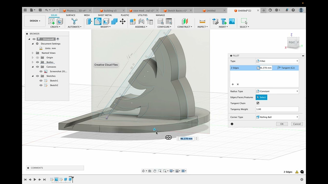 Fusion 360:: Phone Stand from Sketch