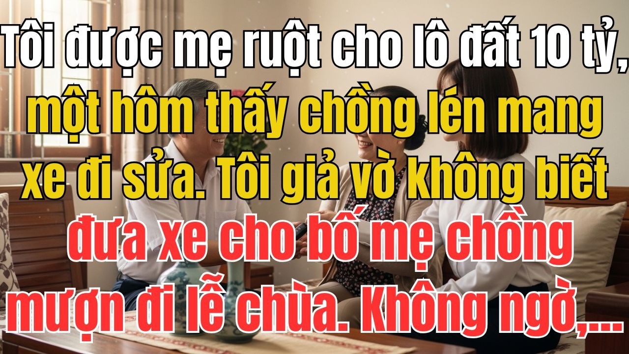 Tôi được mẹ ruột cho lô đất 10 tỷ, một hôm thấy chồng lén mang xe đi sửa. Tôi giả vờ không biết,