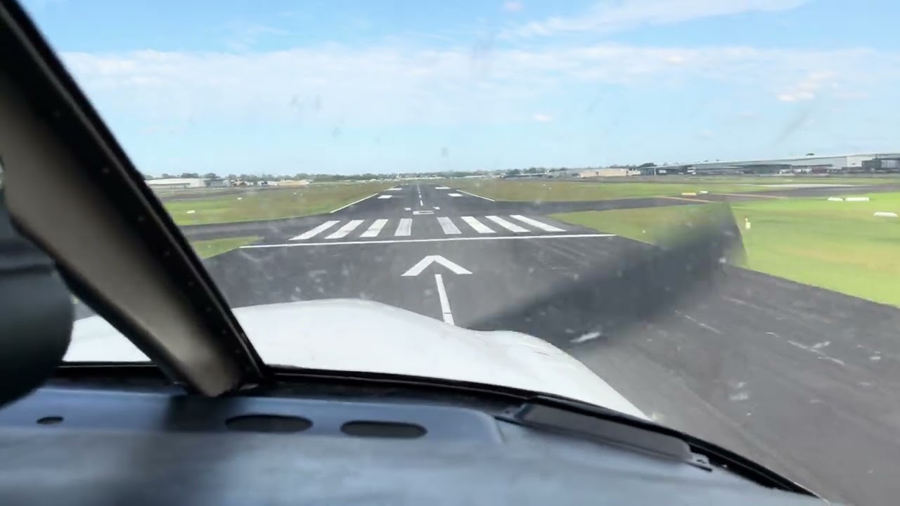 Single Engine Aircraft Cockpit View :- Approaching Runway For Landing 