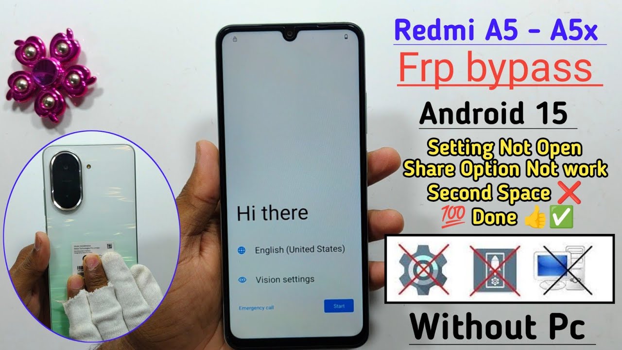 Redmi A5/A5x Frp Bypass Android 15 | No Second Space | Redmi A5x Google Account Bypass No Need Pc 
