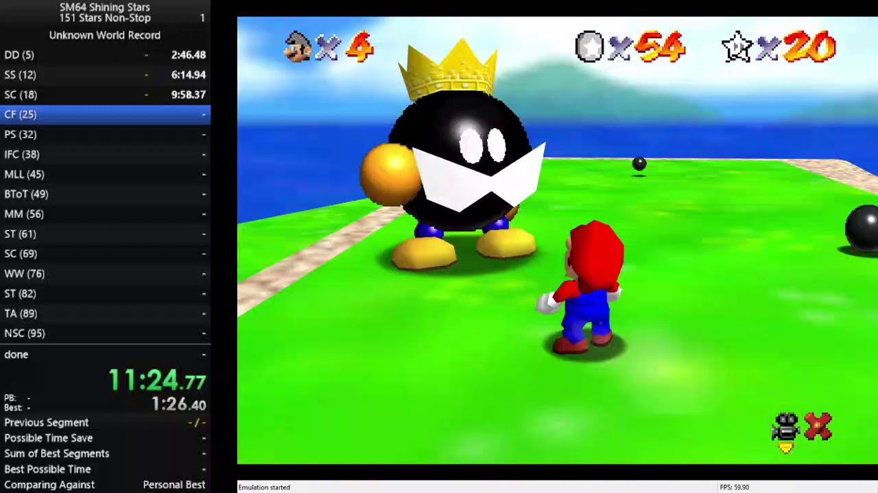 SM64 Shining Stars - 151 Star (Non-Stop) in 1:53:29