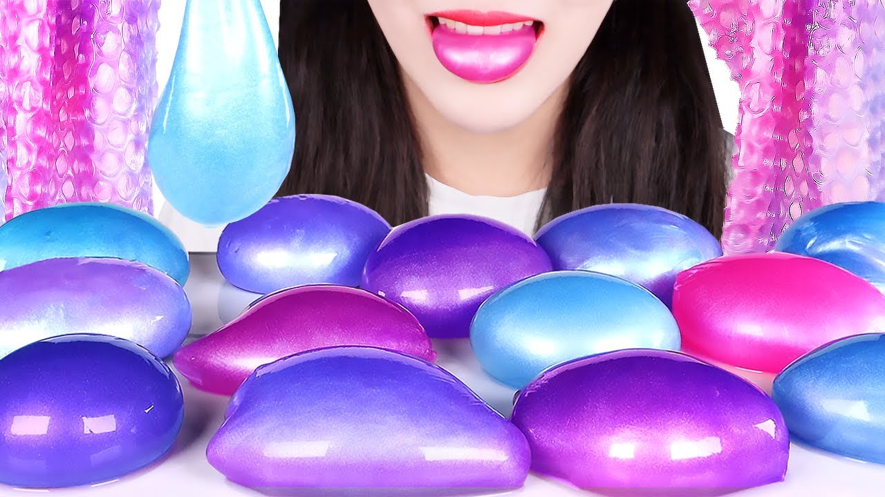 ASMR HOW TO MAKE GALAXY BUBBLE WRAP JELLY, EDIBLE WATER BLOBS, OOHO 갤럭시 에어캡젤리 만들기, 갤럭시 오호 만들기 먹방