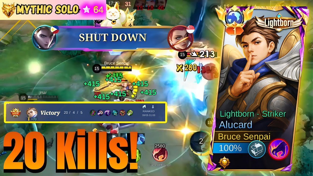 20 Kills! Alucard Jungle Solo Rank Mythical Glory Full Gameplay - MLBB