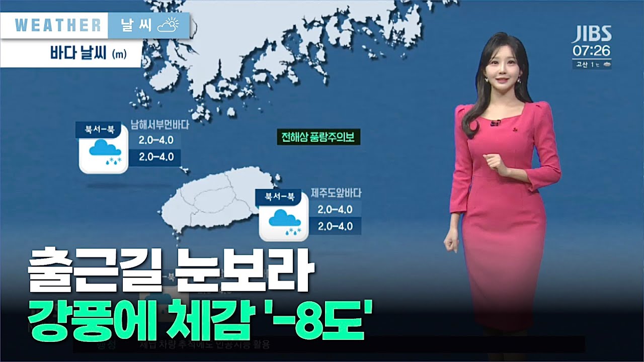 출근길 눈보라…강풍에 체감 '-8도'