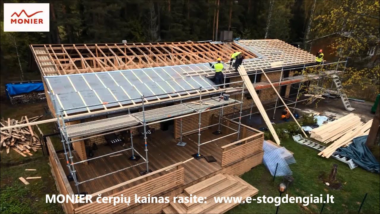 Stogo renovacija Monier betoninėmis čerpėmis | e-Stogdengiai.lt