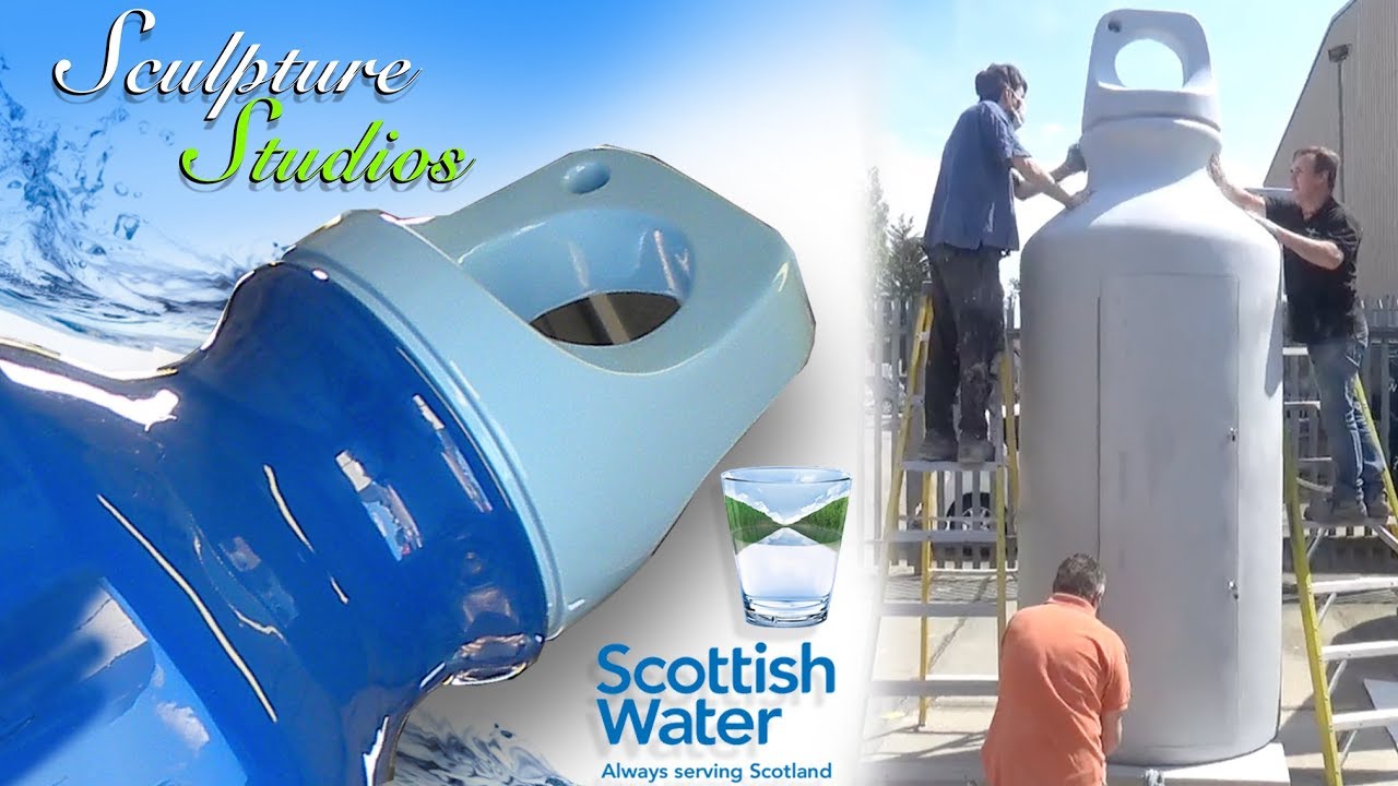 Giant Blue Scottish Water Bottle by Sculpture Studios