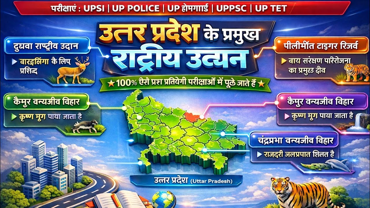 उत्तर प्रदेश के प्रमुख राष्ट्रीय उद्यान | UP GK Geography & Environment | UP Exams