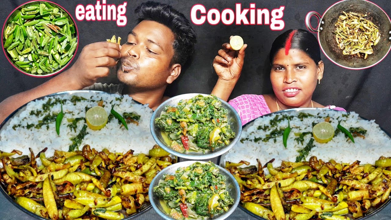 eating show | asmr very Healthy food Eating with Recipe | asmr mukbang kundru bhaja rice eating