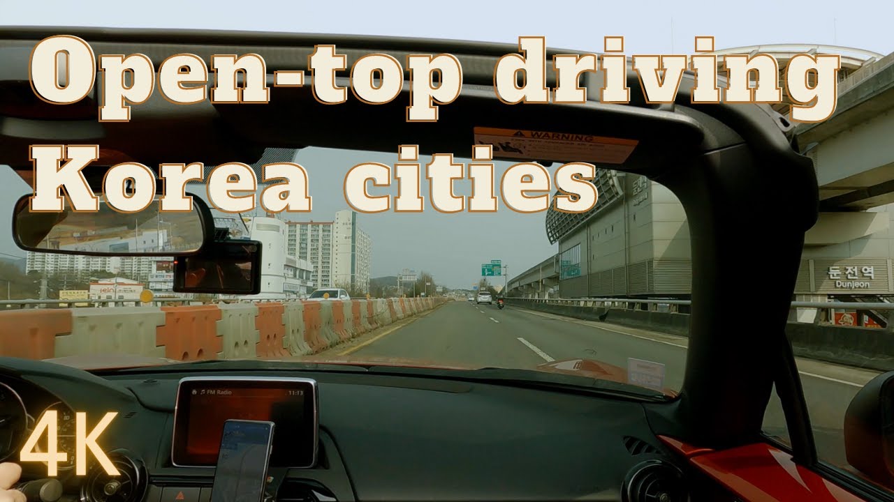 [4K] Open-top driving in winter city of Korea. About an hour