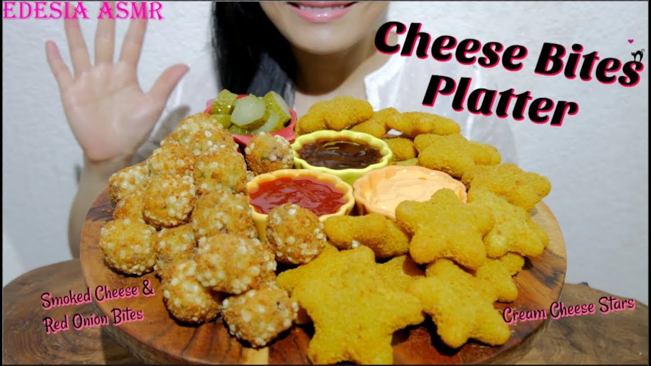 ASMR 咀嚼音🧀Cheese Bites Platter チーズバイツ 酥炸起司點心拼盤 치즈 바이트 Beignets de fromage *EATING SOUND*