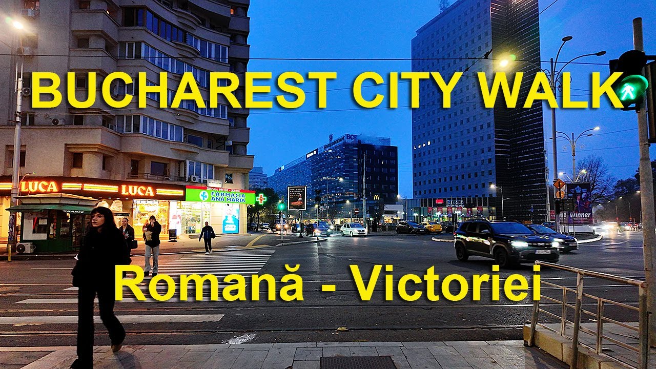 Bucharest 4K city walk - from Romana  to Victoriei