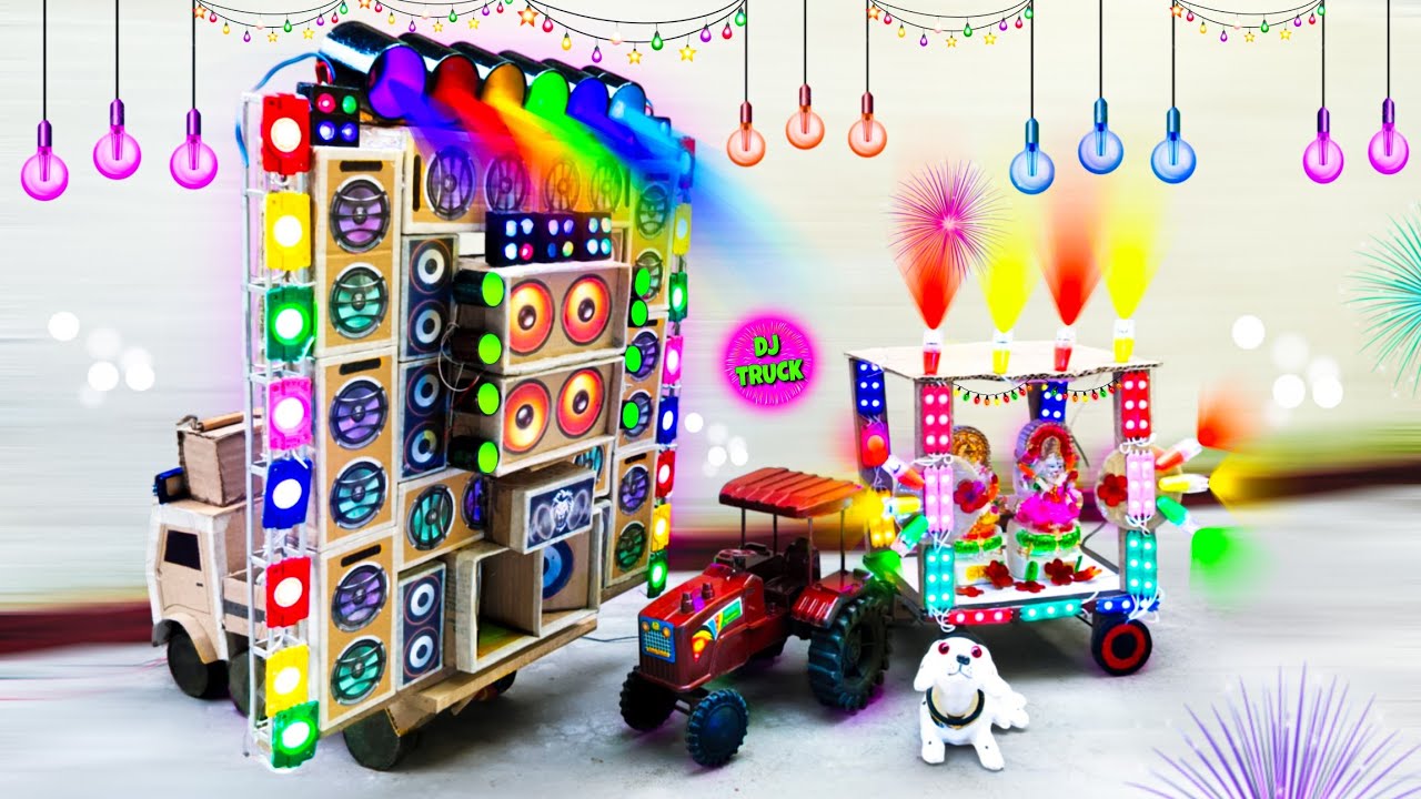 Navratri Durga Murti Special Mini Dj Setup loading At-New Home with Cardboard making DJ truck