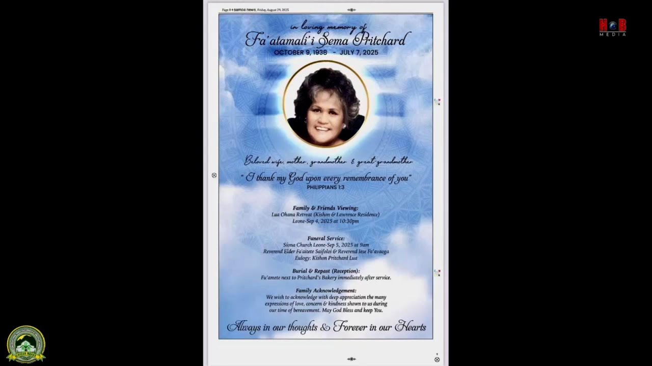 MRS FA'ATAMALI'I SEMA PITCHARD'S CELEBRATION OF LIFE..LEONE, AMERICAN SAMOA