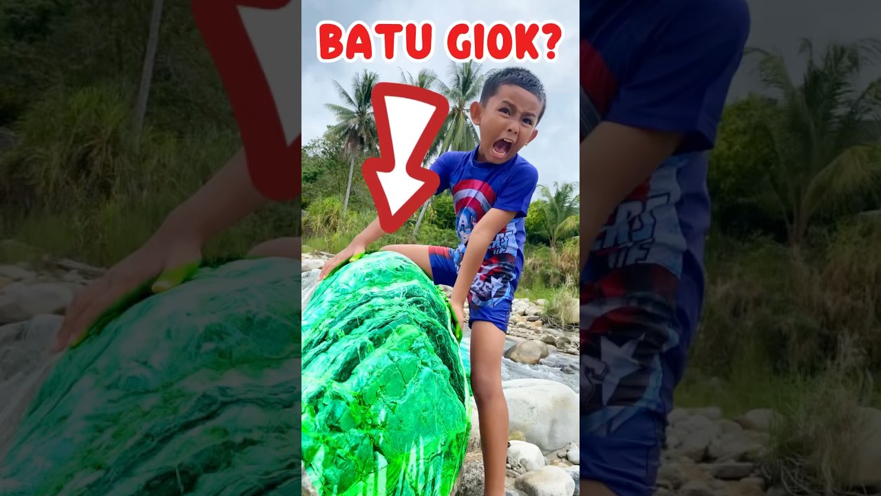 ‼️ Deo menemukan Batu Hijau di Sungai 😱 #penemuan #batu #sungai