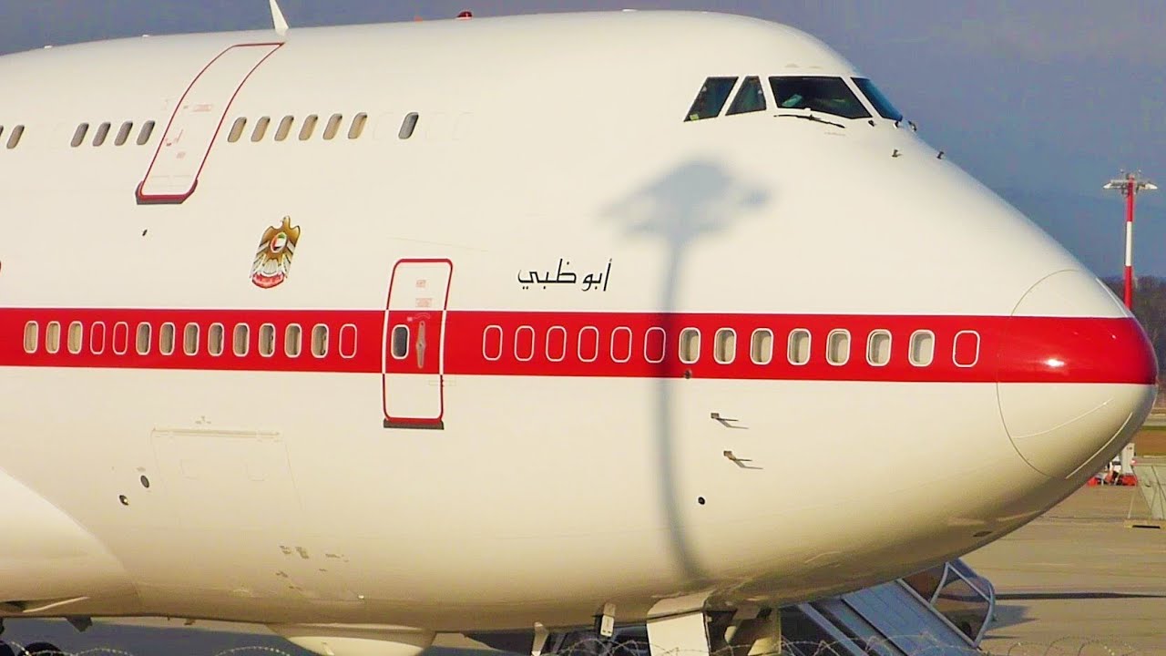 [FullHD] Abu Dhabi Amiri Boeing 747-400 landing & takeoff at Geneva/GVA/LSGG
