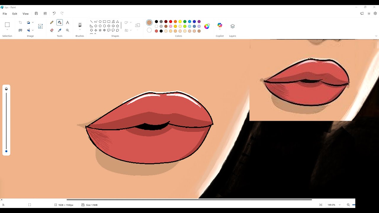 How to draw realistic Lips in MS Paint || Can you guess whose lips are these- comment below #drawing