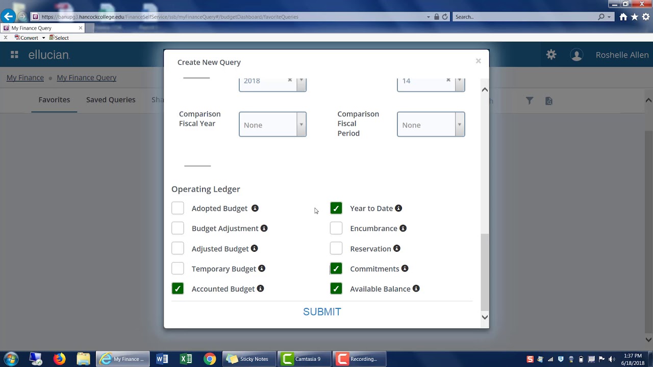 Budget Query by Account