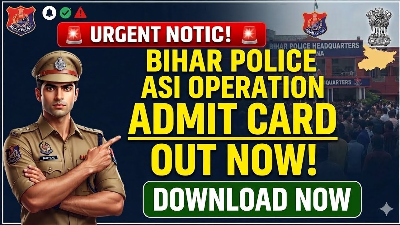Bihar Police Bihar ASI Operation Admit card out 