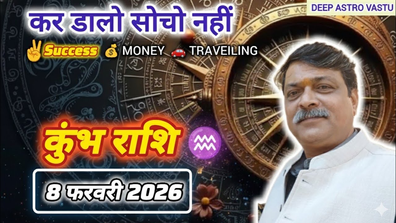 कुंभ राशि 8 फरवरी राशिफलकुंभ राशि: ⚠️ सावधान! राहुकाल अनहोनी या 100% धनलाभ? 💰 फील्ड में तो निकलो ✌️