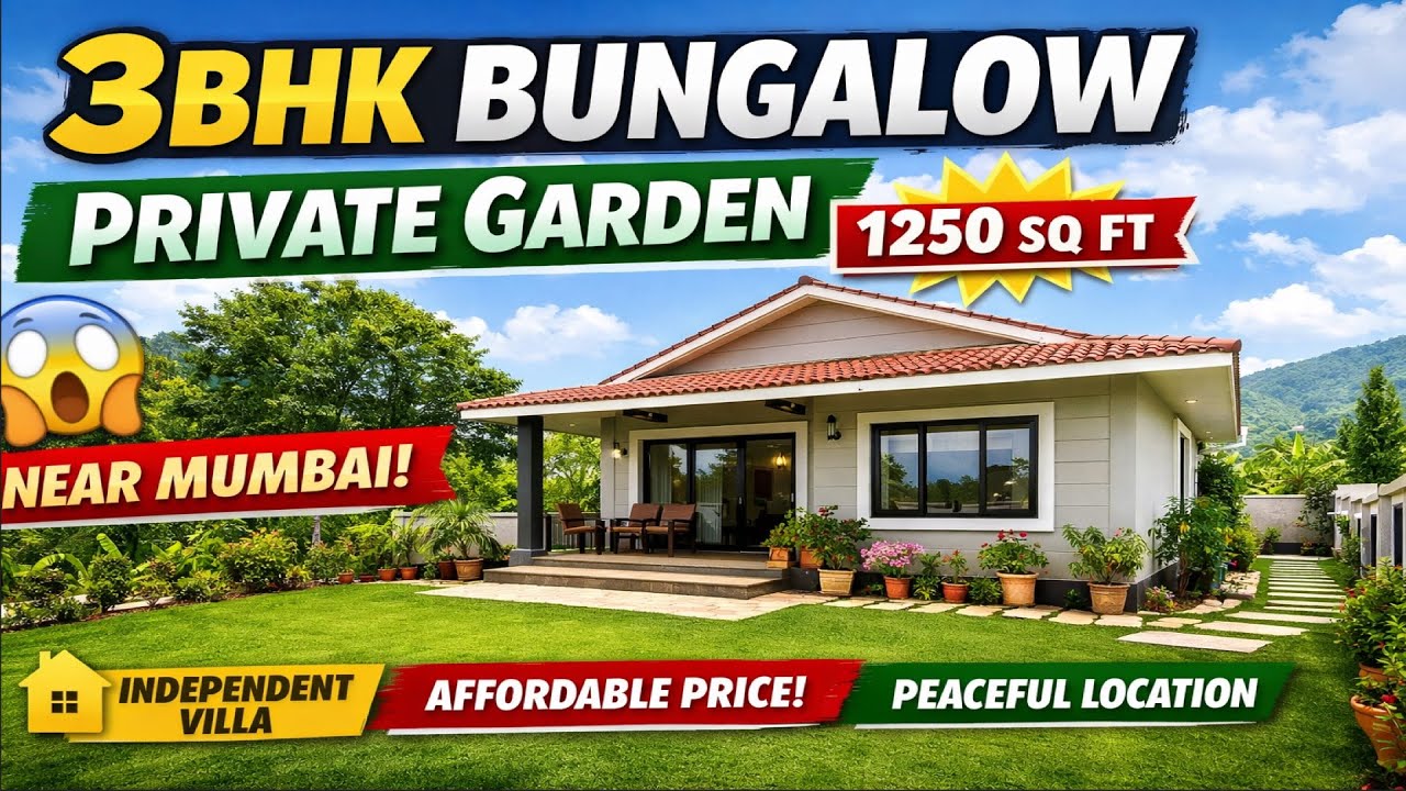 PRIVATE GARDEN 3BHK BUNGALOW 😱 1250 Sq Ft Carpet | Shahapur Near Asangaon