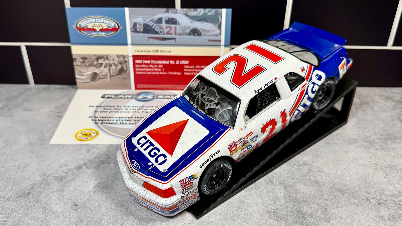 ОБЗОР: Кайл Петти 1987 Coca-Cola 600 Win с автографом, 1:24, отлитый под давлением NASCAR