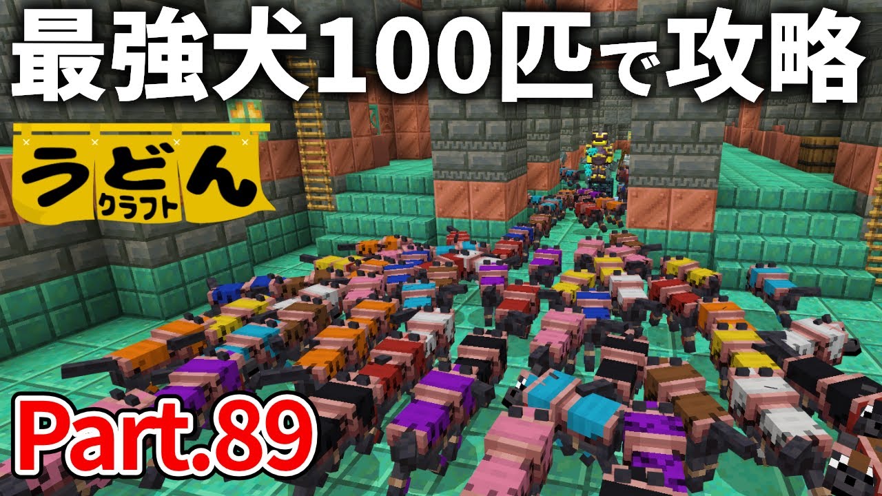 【マイクラ実況】最凶のトライアルチャンバーを犬軍団１００匹で攻略してみた結果【ウドンクラフト】#89