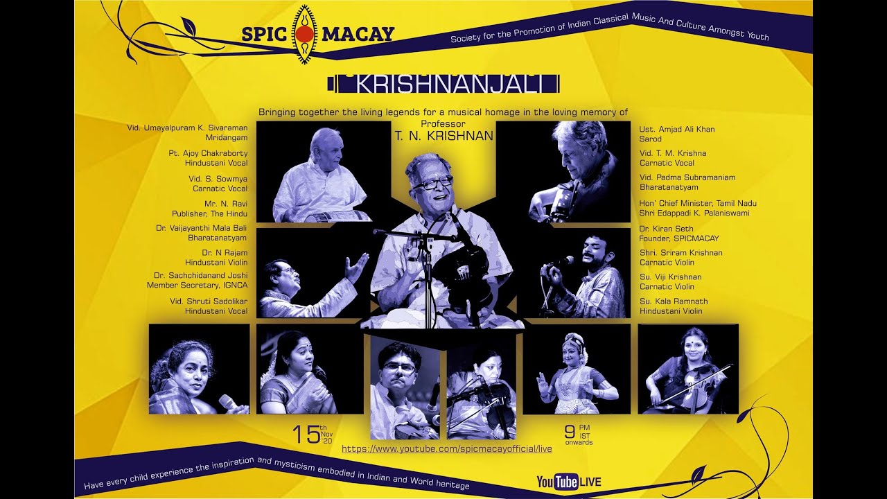 KRISHNANJALI | Tribute to Prof. T N Krishnan | SPIC MACAY