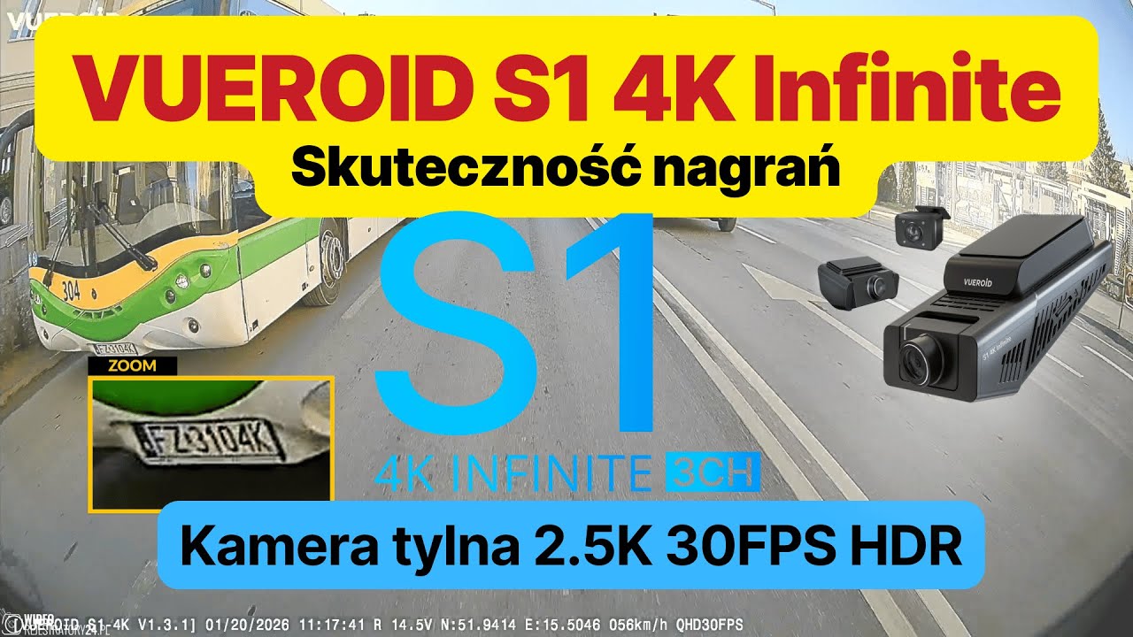 Kamera samochodowa VUEROID S1 4K Infinite 3CH @ kamera tylna 2.5K HDR