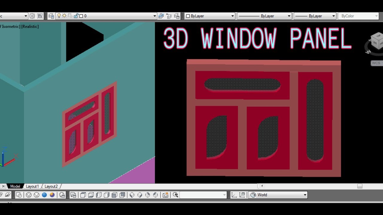 Window panel design in Autocad 3D in 3D house| Autocad 3D Window panel Tutorial | CAD CAREER