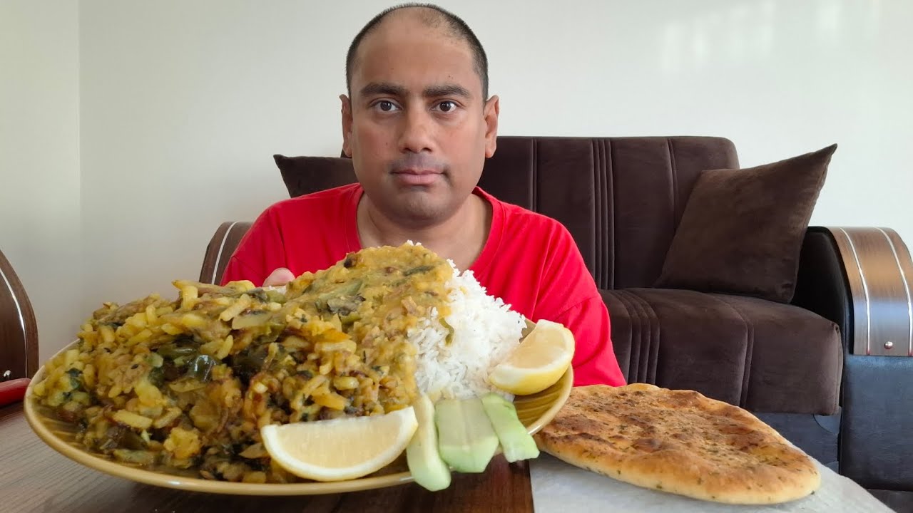 Алу бхаджи и карри из чечевицы с рисом (UK Mukbang)