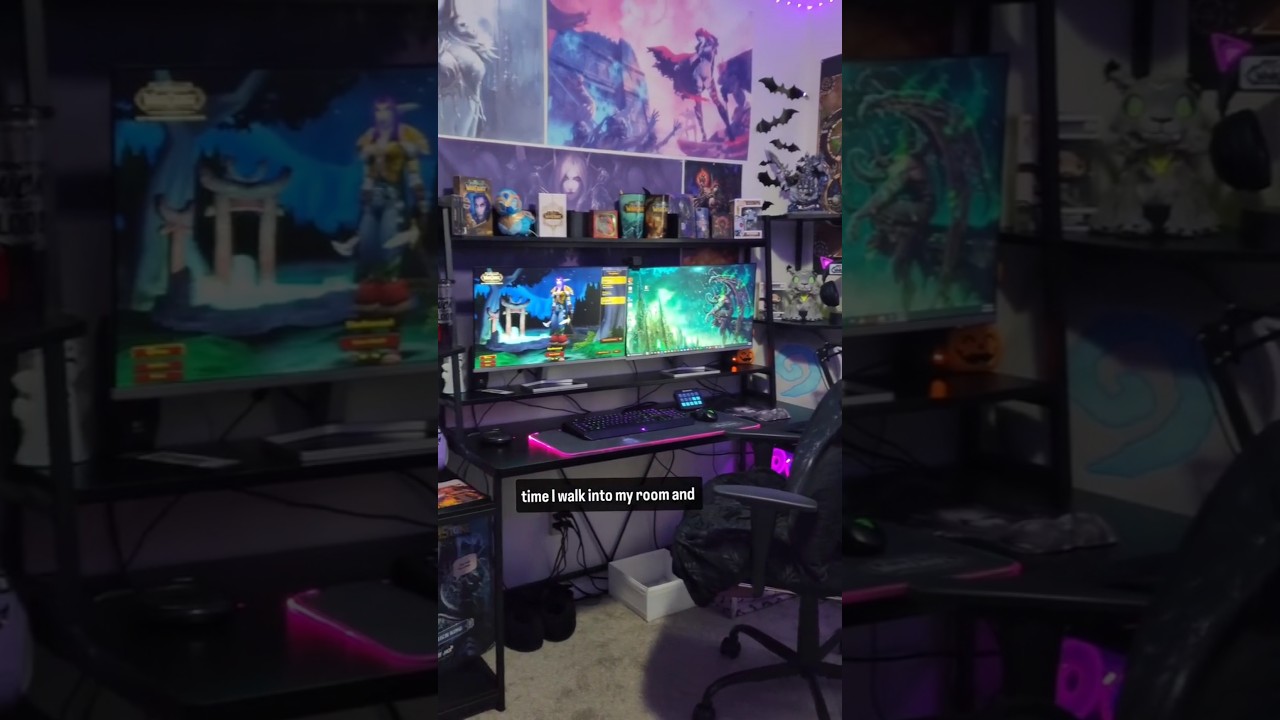 New gaming desk set up!! WoW pc gaming room #goals