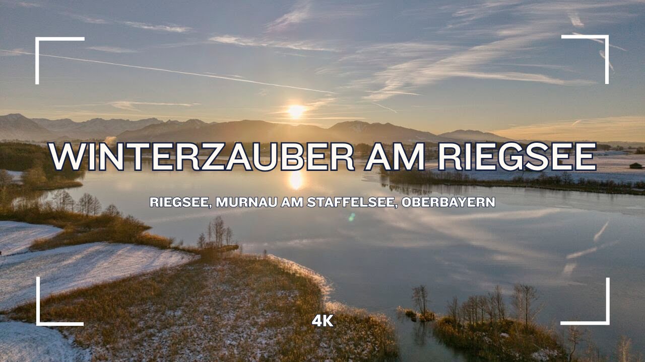 Winterzauber am Riegsee &ndash; Drohnenflug &uuml;bers Alpenvorland & Sonnenuntergang