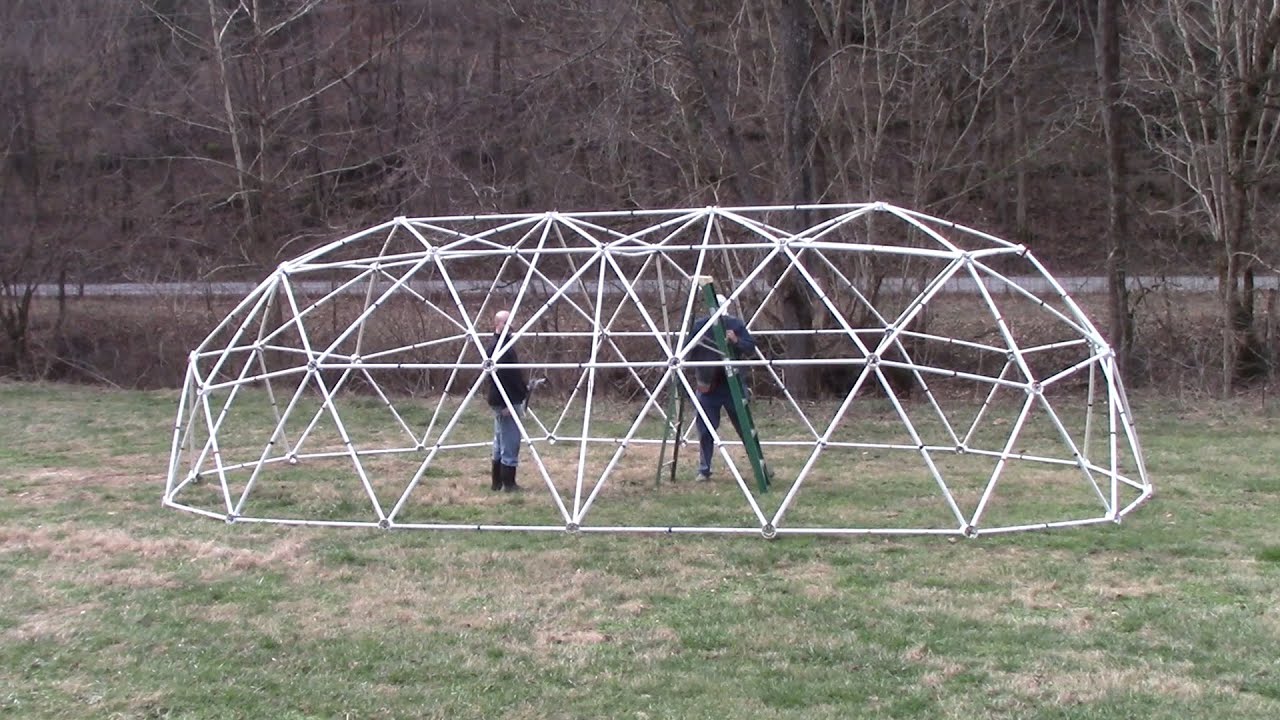Geodesic Tunnel Dome with 2 Extensions