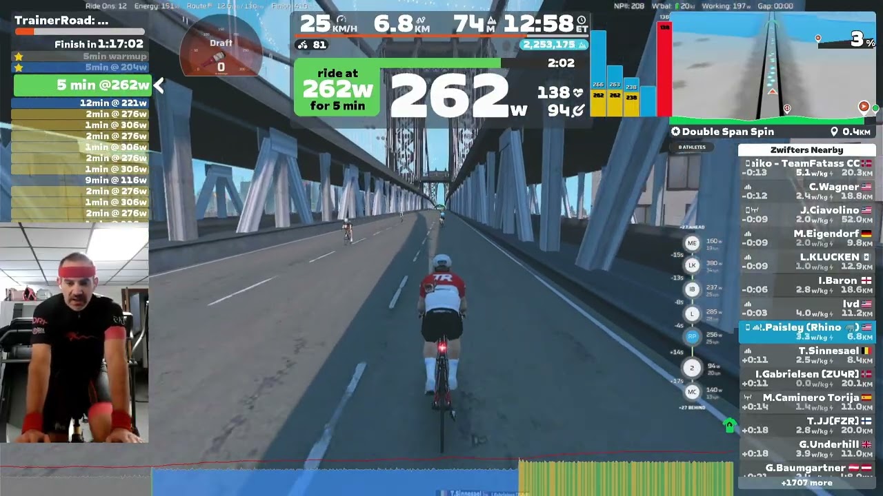 Trainer Road Workout Cloud Ripper-2 on Double Span Spin