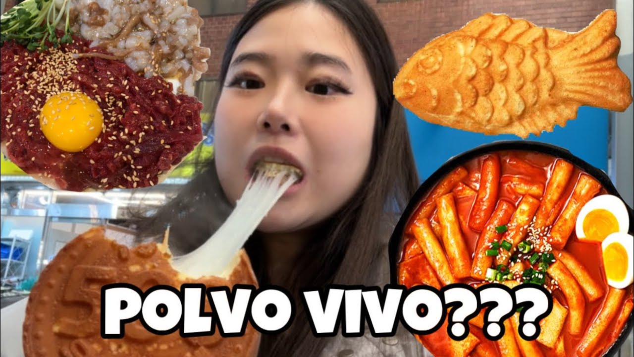 Comi polvo vivo? Tudo que como no gwangjang market 🐙