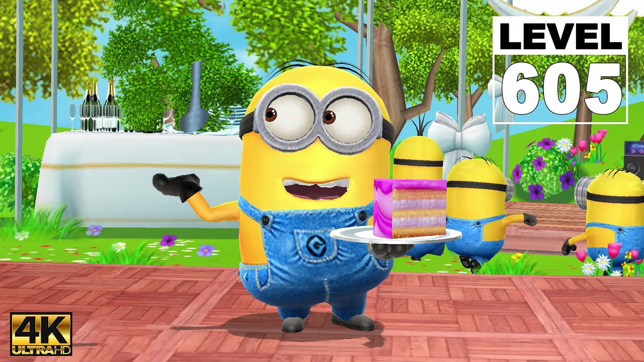 Minion Rush Dave Minion slide under obstacles 55 times at Minion Park - LEVEL 605 | UHD 4K