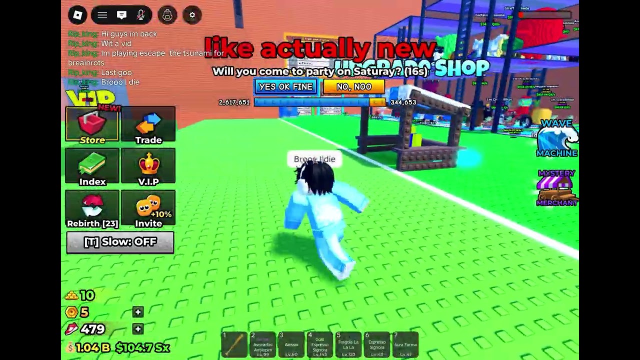 Playing escape tsunamis for brainrots